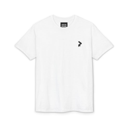 The Motivation System Tee — mid-weight cotton-poly tee with a nutrition-label graphic on the back listing discipline, consistency, and daily action as the ingredients of progress.